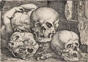 BEHAM Barthel 1502-1540,Sleeping Child with Three Skulls,1529,Swann Galleries US 2024-04-18