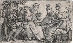 BEHAM Hans Sebald 1500-1550,Die beiden Liebespaare und der Narr,1535,Galerie Bassenge DE 2023-11-30