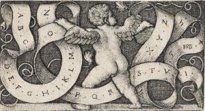 BEHAM Hans Sebald 1500-1550,Genius with Alphabet,1542,Swann Galleries US 2024-04-18