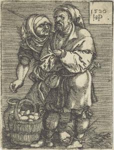 BEHAM Hans Sebald 1500-1550,Peasants selling Eggs,1520,Christie's GB 2017-12-14