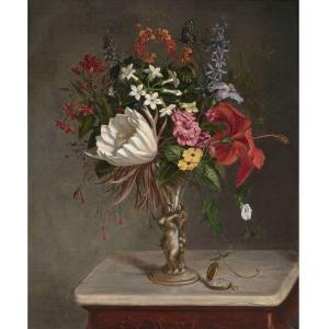 BEHNE Gustavus Adolphus 1828-1895,FLOWERS, VASE AND WATCH,Sotheby's GB 2010-09-29