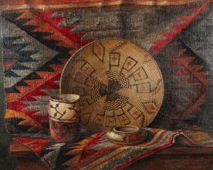 BEHRE Frederick John 1863-1942,Indian basket and bowls on an Indian blanket,Bonhams GB 2011-07-24