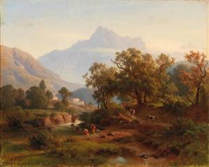 BEHRENDSEN August 1819-1886,Region in South Tyrol – Landscape in the Morning ,1851,Palais Dorotheum 2017-09-13