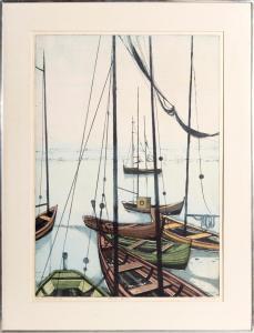BEHRENS Hans 1882-1952,A Quiet Marina,1968,Ro Gallery US 2022-10-27