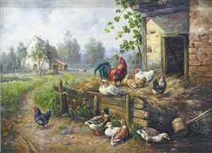 BEIL Karin 1946,Ansicht eines Hühnerhofes,Georg Rehm DE 2021-12-09