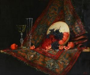 BEIRNE Bert 1939,Fine Still Life Painting of Crystal, Pomegranate, ,Burchard US 2020-03-22