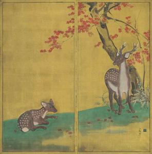 BEISEN Kubota 1852-1906,Deer beneath a maple tree,Christie's GB 2015-04-22