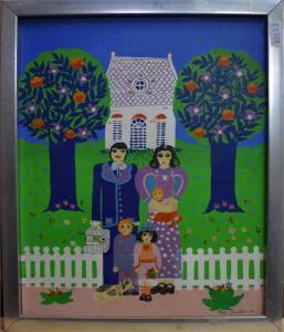 Beitler Elke,A family group before a white picket fence, with h,1975,Andrew Smith and Son 2018-10-30