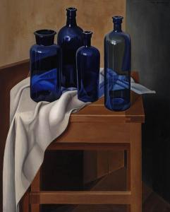 BEKKER Pieter Adrianus 1912-1992,Still life with blue bottles,1948,Glerum NL 2009-12-02