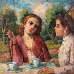BELANYI Victor 1877-1955,Tea in the garden,Nagyhazi galeria HU 2023-12-12
