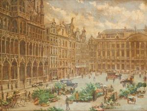 BELGIAN SCHOOL,Le marché aux fleurs à la Grand Place de Bruxelles,1922,Horta BE 2018-11-12