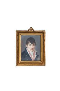 BELIN Claude Alexandre 1790-1810,Portrait d'un jeune homme portant un gilet à ray,Millon & Associés 2015-06-24