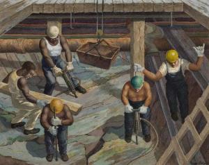 BELINE GEORGE 1887-1971,Excavation for the Subway, New York,1940,Swann Galleries US 2020-09-17