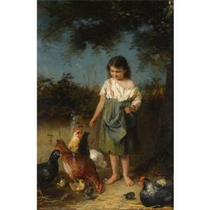 BELL ELEANOR 1800-1800,FEEDING THE CHICKENS,1879,Sotheby's GB 2011-03-14