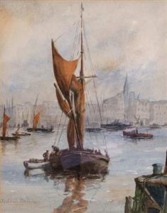 BELL Henry Jobson 1887-1916,A fishing boat in a harbour,Mallams GB 2008-05-29