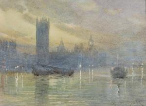 BELL SMITH Frederic Marlett 1846-1923,Lights on the River Near Westminster,1884,Heffel CA 2024-01-25