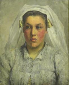 BELL Thomas Currie,Portrait of a Lady wearing a Linen Headdress,1903,Tooveys Auction 2018-11-28