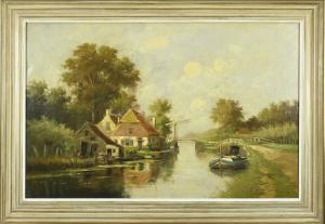 BELLAARD Henk,Dutch river view with farmer's house and drawbridg,Twents Veilinghuis 2023-01-12