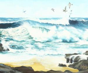 BELLAMY David 1943,Seagulls and Surf,John Nicholson GB 2020-11-04