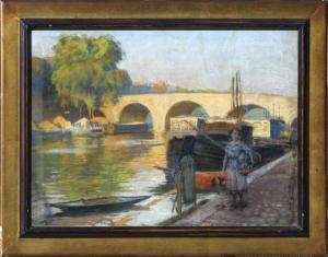 BELLANGER Francis 1900-1900,Jeune fille sur les quais devant le pont,Cannes encheres, Appay-Debussy 2020-02-15