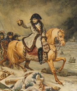 BELLANGER Hyppolite,Napoleon till häst - slaget i Eylau,Stockholms Auktionsverket 2013-12-03