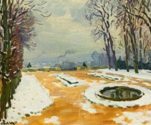 BELLE Marcel 1871-1948,BelleParklandschaft von St. Cloud, Paris im Winter,Van Ham DE 2020-01-29