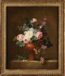 BELLENGÉ Bruno Michel,Bouquet de fleurs dans un vase sur un entablement,1765,Osenat 2021-04-04