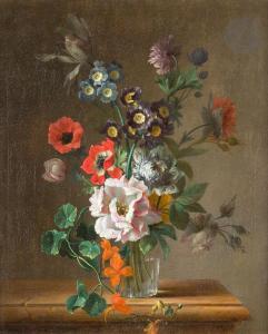 BELLENGÉ Bruno Michel 1726-1793,Fleurs coupées dans un verre sur un entablement,1779,Ader 2024-03-26