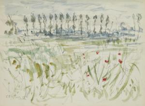 BELLINGHAM SMITH Elinor 1906-1988,Poplars and Poppies,1963,Rosebery's GB 2024-03-12