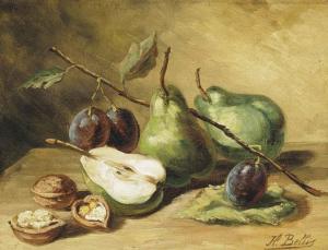BELLIS Hubert 1831-1902,Pears, plums and walnuts,Christie's GB 2014-04-17