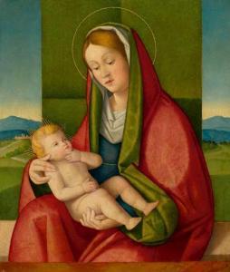 BELLO MARCO 1470-1523,The Madonna and Child enthroned.,Galerie Koller CH 2022-04-01