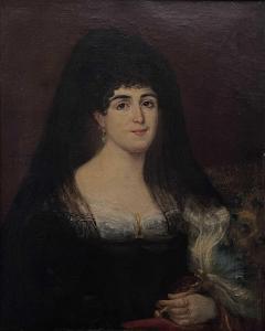 BELLOC Jean Hilaire 1786-1866,Portrait of a Woman in Mantilla,1826,David Lay GB 2022-08-04