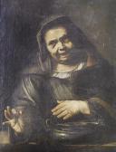 BELLOTTI Pietro 1627-1700,Portrait of an old lady cooking chestnuts in abraz,Bonhams GB 2011-07-06