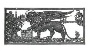 BELLOTTO Umberto,A Medievalist-Style Wrought Iron Sign for the Gran,1928,Bonhams 2019-11-13