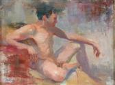 BELLOWS JAYNE 1954,Seated Male Nude,Burchard US 2021-06-13