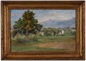 BELLYNCK Hubert Emile 1859,Landschaft mit Dorfansicht,Dobritz DE 2018-06-02