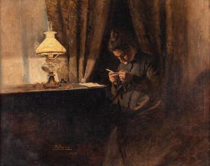 BELMIRO DE ALMEIDA 1858-1935,Tricotando,1888,Escritorio de Arte BR 2022-08-08