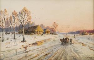 BELOUSOV Fedor Vasilevic 1885-1939,Winter Scene with Troika,1915,Shapiro Auctions US 2014-03-29