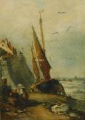 Belshaw George R,Coastal scene with fisherfolk,19th,Golding Young & Mawer GB 2018-01-31