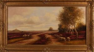 BELTMAN C.H 1800-1900,Dutch moorland with sheep and shepherd,Twents Veilinghuis NL 2020-10-22