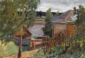BELYANINOV Boris 1927,View of aRussian Village,1979,Palais Dorotheum AT 2011-04-28