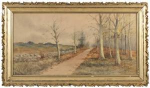 BEMISH R.Hills 1900-1900,Country road along a stone wall,20th Century,Eldred's US 2022-02-10