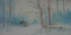 BEMISH R.Hills 1900-1900,Winter Scene with Cabin,Hindman US 2004-11-14