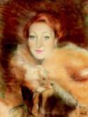 BEN Shan 1898-1989,Portrait de femme au renard,Aguttes FR 2012-10-15