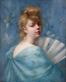 BENARD Henri 1860-1927,Portrait de jeune femme à l'éventail,Aguttes FR 2010-07-05