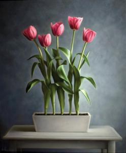 BENAROYA Albert 1963,Vase of pink tulips,Matsa IL 2023-12-19