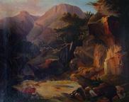 BENASSAI Giuseppe 1835-1889,Paesaggio roccioso con cascata,1856,Antonina IT 2005-05-16