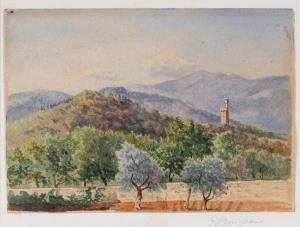 BENASSAI Giuseppe 1835-1889,Paesaggio sullo sfondo di una torre,Antonina IT 2013-07-09