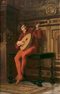 BENDEMANN Rudolf Christ. Eugen 1851-1884,Lute Player,Stahl DE 2019-04-13