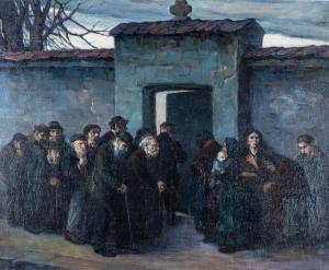 BENDER Stanislaus 1882-1975,AT THE CEMETARY GATES,Stephan Welz ZA 2021-07-27